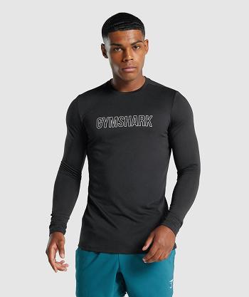 Gymshark Arrival Graficke Muške Dugi Rukav Crne | HR 2628HAP